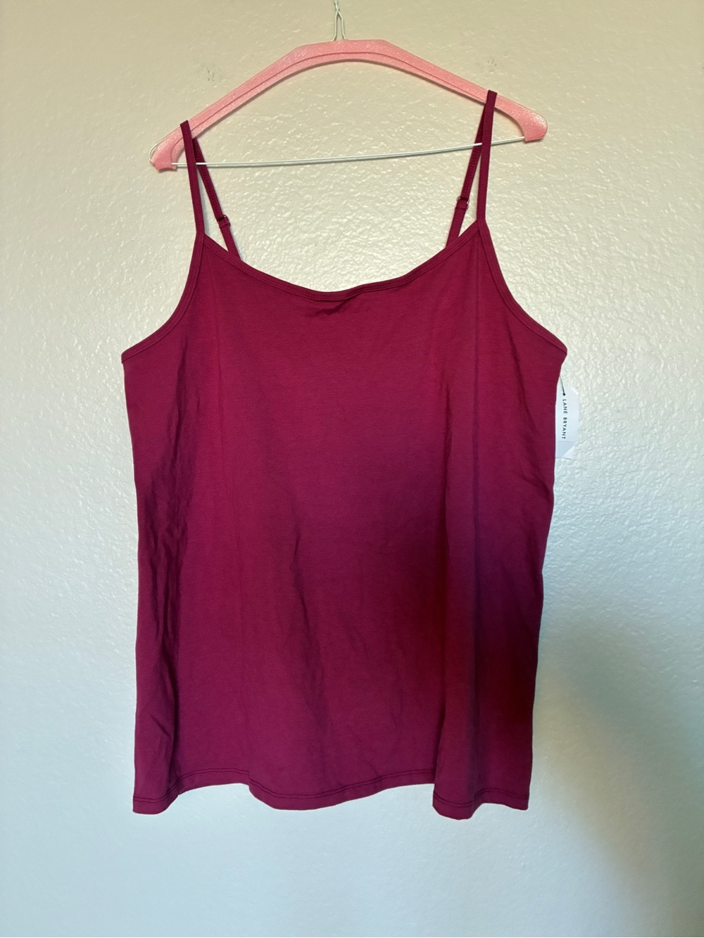 NWT Lane Bryant 18/20 Classic Cotton Cami Magenta Adjustable Strap Camisole Chic